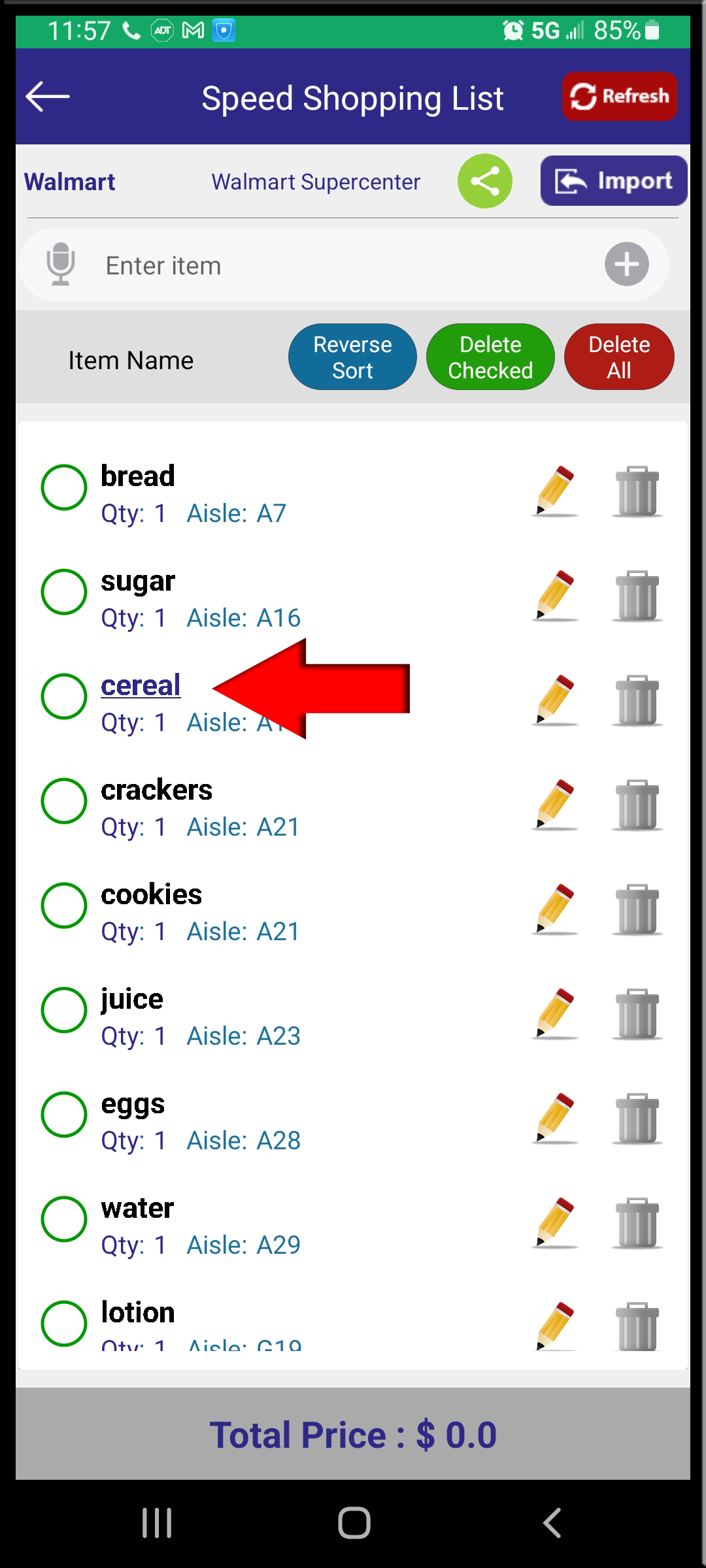 Shopping List Item